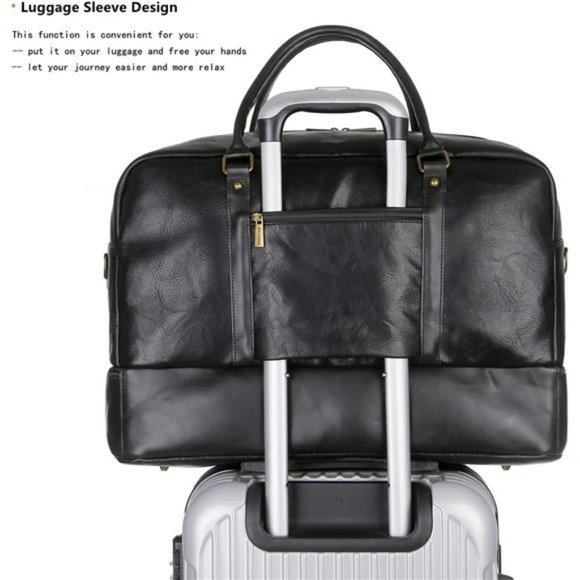 Bags Leather Large Travel Duffel Tote Bag Carry On With Shoe
